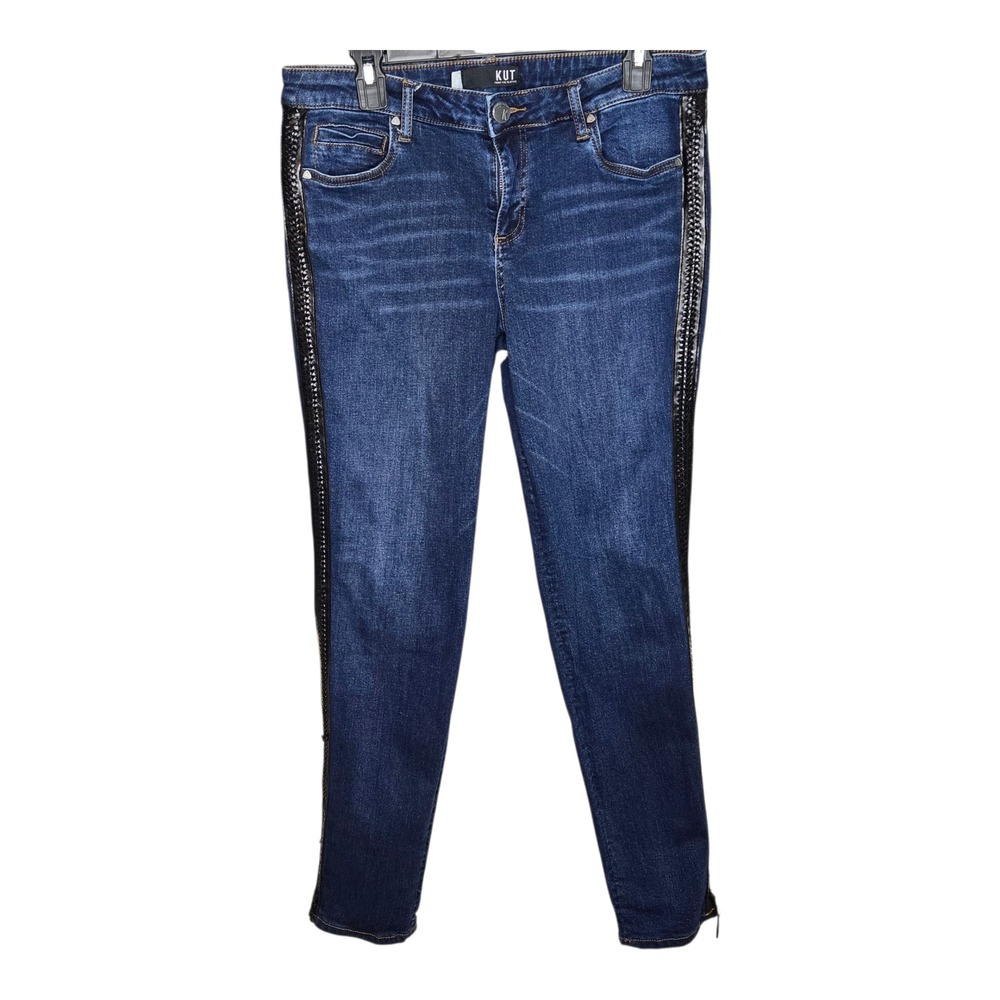 KUT From The Kloth Diana Skinny Jeans Womens Size‎ 10 Dark Wash Embellished